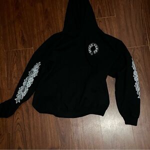 Chrome Hearts Black Hoodie with White Sleeve Design